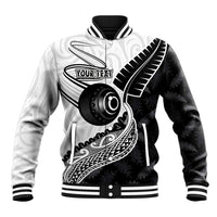 Personalised Aotearoa Lawn Bowls Baseball Jacket Maori and Silver Fern Half Style - Polynesian Pride