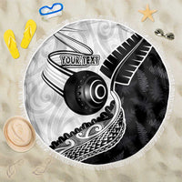 Personalised Aotearoa Lawn Bowls Beach Blanket Maori and Silver Fern Half Style - Polynesian Pride