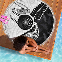 Personalised Aotearoa Lawn Bowls Beach Blanket Maori and Silver Fern Half Style - Polynesian Pride