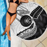Personalised Aotearoa Lawn Bowls Beach Blanket Maori and Silver Fern Half Style - Polynesian Pride