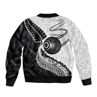 Personalised Aotearoa Lawn Bowls Bomber Jacket Maori and Silver Fern Half Style - Polynesian Pride