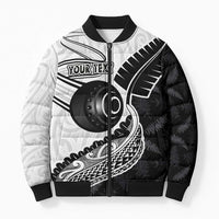 Personalised Aotearoa Lawn Bowls Bomber Puffer Jacket Maori and Silver Fern Half Style - Polynesian Pride
