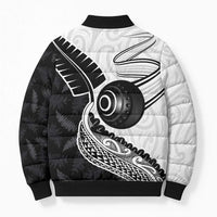Personalised Aotearoa Lawn Bowls Bomber Puffer Jacket Maori and Silver Fern Half Style - Polynesian Pride