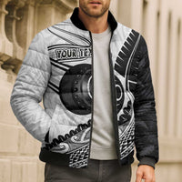 Personalised Aotearoa Lawn Bowls Bomber Puffer Jacket Maori and Silver Fern Half Style - Polynesian Pride