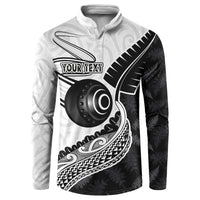 Personalised Aotearoa Lawn Bowls Button Sweatshirt Maori and Silver Fern Half Style - Polynesian Pride