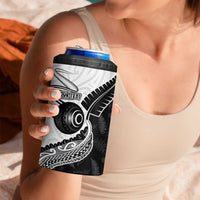 Personalised Aotearoa Lawn Bowls 4 in 1 Can Cooler Tumbler Maori and Silver Fern Half Style - Polynesian Pride
