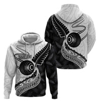 Personalised Aotearoa Lawn Bowls Hoodie Maori and Silver Fern Half Style - Polynesian Pride
