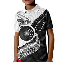 Personalised Aotearoa Lawn Bowls Kid Polo Shirt Maori and Silver Fern Half Style LT03 Kid White - Polynesian Pride