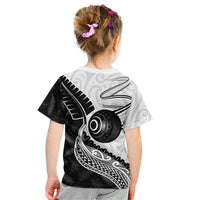 Personalised Aotearoa Lawn Bowls Kid T Shirt Maori and Silver Fern Half Style - Polynesian Pride