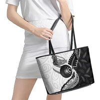 Personalised Aotearoa Lawn Bowls Leather Tote Bag Maori and Silver Fern Half Style - Polynesian Pride