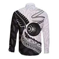 Personalised Aotearoa Lawn Bowls Long Sleeve Button Shirt Maori and Silver Fern Half Style - Polynesian Pride