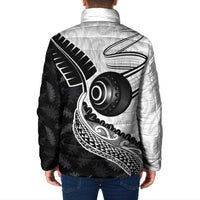 Personalised Aotearoa Lawn Bowls Padded Jacket Maori and Silver Fern Half Style - Polynesian Pride