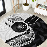 Personalised Aotearoa Lawn Bowls Round Carpet Maori and Silver Fern Half Style - Polynesian Pride