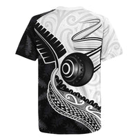 Personalised Aotearoa Lawn Bowls Rugby Jersey Maori and Silver Fern Half Style - Polynesian Pride