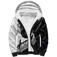 Personalised Aotearoa Lawn Bowls Sherpa Hoodie Maori and Silver Fern Half Style LT03 Unisex White - Polynesian Pride
