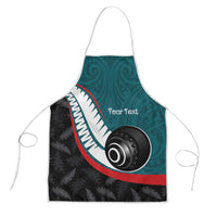 Personalised Aotearoa Lawn Bowls Apron Maori and Silver Fern Sporty Style Teal Color - Polynesian Pride