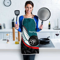Personalised Aotearoa Lawn Bowls Apron Maori and Silver Fern Sporty Style Teal Color - Polynesian Pride