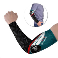 Personalised Aotearoa Lawn Bowls Arm Sleeves Maori and Silver Fern Sporty Style Teal Color - Polynesian Pride