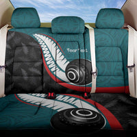 Personalised Aotearoa Lawn Bowls Back Car Seat Cover Maori and Silver Fern Sporty Style Teal Color - Polynesian Pride