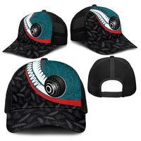 Aotearoa Lawn Bowls Baseball Net Cap Maori and Silver Fern Sporty Style Teal Color LT03 - Polynesian Pride