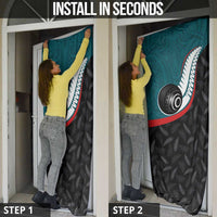 Aotearoa Lawn Bowls Door Cover Maori and Silver Fern Sporty Style Teal Color - Polynesian Pride