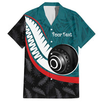 Personalised Aotearoa Lawn Bowls Hawaiian Shirt Maori and Silver Fern Sporty Style Teal Color - Polynesian Pride
