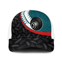 Aotearoa Lawn Bowls Mesh Trucker Cap Maori and Silver Fern Sporty Style Teal Color - Polynesian Pride