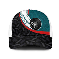 Aotearoa Lawn Bowls Mesh Trucker Cap Maori and Silver Fern Sporty Style Teal Color LT03 One Size White Teal - Polynesian Pride