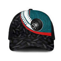 Aotearoa Lawn Bowls Mesh Trucker Cap Maori and Silver Fern Sporty Style Teal Color LT03 One Size Black Teal - Polynesian Pride