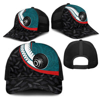 Aotearoa Lawn Bowls Mesh Trucker Cap Maori and Silver Fern Sporty Style Teal Color LT03 - Polynesian Pride