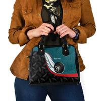 Personalised Aotearoa Lawn Bowls Shoulder Handbag Maori and Silver Fern Sporty Style Teal Color - Polynesian Pride