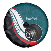 Personalised Aotearoa Lawn Bowls Spare Tire Cover Maori and Silver Fern Sporty Style Teal Color - Polynesian Pride