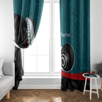 Personalised Aotearoa Lawn Bowls Window Curtain Maori and Silver Fern Sporty Style Teal Color - Polynesian Pride