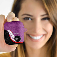 Personalised Aotearoa Lawn Bowls AirPods Case Maori and Silver Fern Sporty Style Pink Color - Polynesian Pride