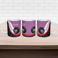 Personalised Aotearoa Lawn Bowls Ceramic Mug Maori and Silver Fern Sporty Style Pink Color - Polynesian Pride