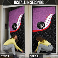 Aotearoa Lawn Bowls Door Cover Maori and Silver Fern Sporty Style Pink Color - Polynesian Pride