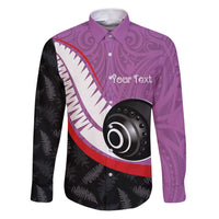 Personalised Aotearoa Lawn Bowls Family Matching Puletasi and Hawaiian Shirt Maori and Silver Fern Sporty Style Pink Color - Polynesian Pride