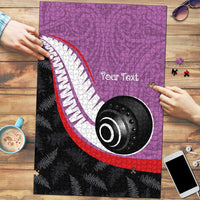 Personalised Aotearoa Lawn Bowls Puzzle Maori and Silver Fern Sporty Style Pink Color - Polynesian Pride