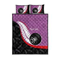 Personalised Aotearoa Lawn Bowls Quilt Bed Set Maori and Silver Fern Sporty Style Pink Color - Polynesian Pride