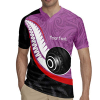 Personalised Aotearoa Lawn Bowls Rugby Jersey Maori and Silver Fern Sporty Style Pink Color - Polynesian Pride