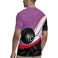 Personalised Aotearoa Lawn Bowls Rugby Jersey Maori and Silver Fern Sporty Style Pink Color - Polynesian Pride