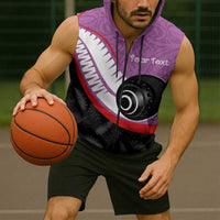 Personalised Aotearoa Lawn Bowls Sleeveless Zip Hoodie Maori and Silver Fern Sporty Style Pink Color - Polynesian Pride