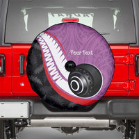 Personalised Aotearoa Lawn Bowls Spare Tire Cover Maori and Silver Fern Sporty Style Pink Color - Polynesian Pride