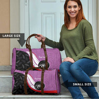Personalised Aotearoa Lawn Bowls Travel Bag Maori and Silver Fern Sporty Style Pink Color - Polynesian Pride