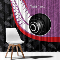 Personalised Aotearoa Lawn Bowls Window Curtain Maori and Silver Fern Sporty Style Pink Color - Polynesian Pride
