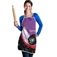Personalised Aotearoa Lawn Bowls Apron Maori and Silver Fern Sporty Style Purple Color - Polynesian Pride