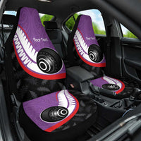 Personalised Aotearoa Lawn Bowls Car Seat Cover Maori and Silver Fern Sporty Style Purple Color - Polynesian Pride