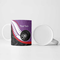 Personalised Aotearoa Lawn Bowls Ceramic Mug Maori and Silver Fern Sporty Style Purple Color LT03 - Polynesian Pride