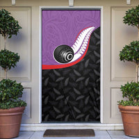 Aotearoa Lawn Bowls Door Cover Maori and Silver Fern Sporty Style Purple Color - Polynesian Pride