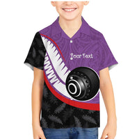 Personalised Aotearoa Lawn Bowls Family Matching Mermaid Dress and Hawaiian Shirt Maori and Silver Fern Sporty Style Purple Color - Polynesian Pride